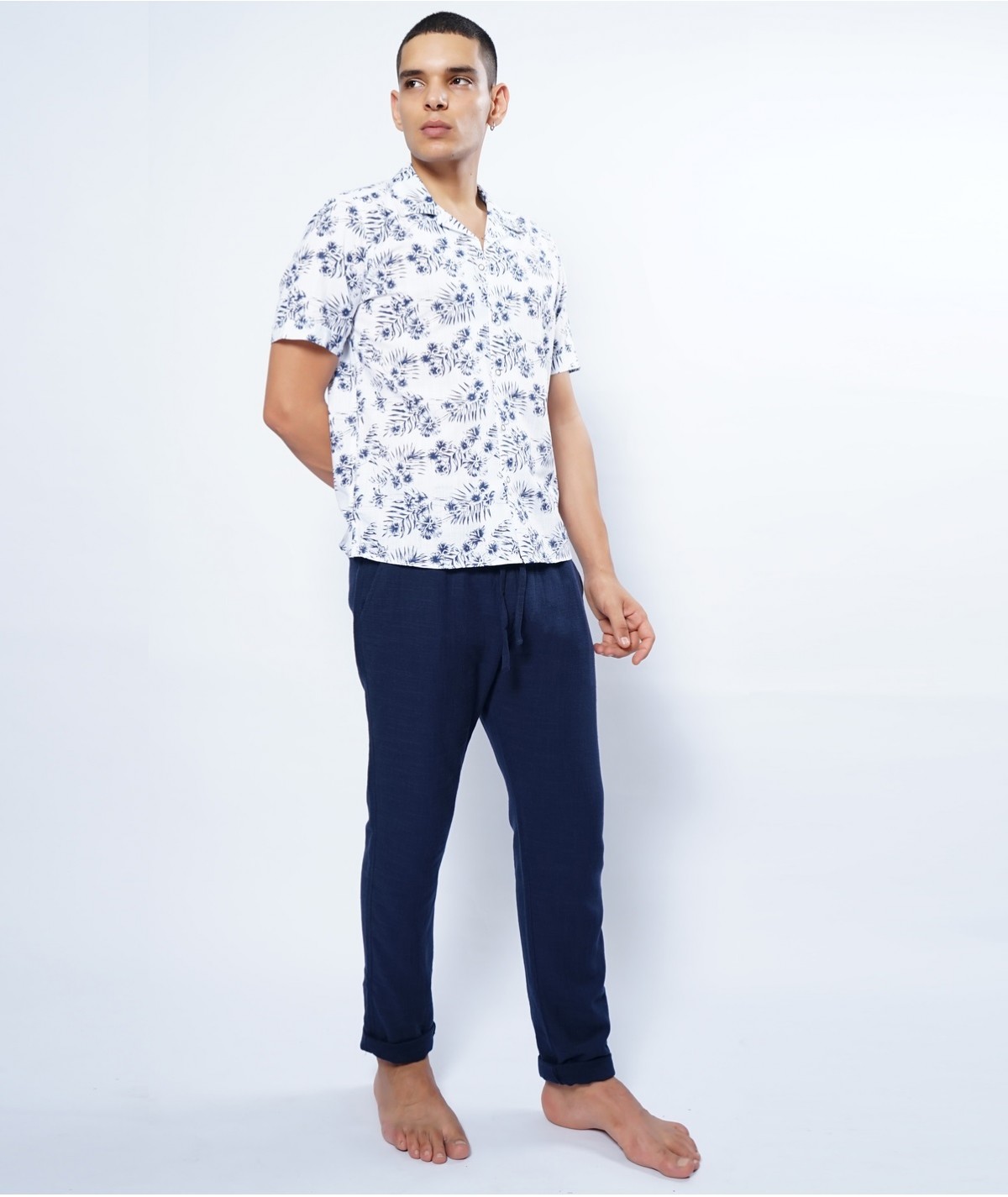 Pantalon Lin Bleu Marine