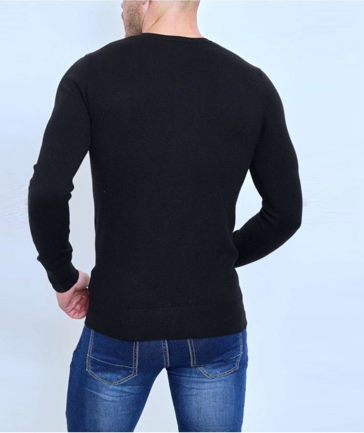 Pull col rond Noir