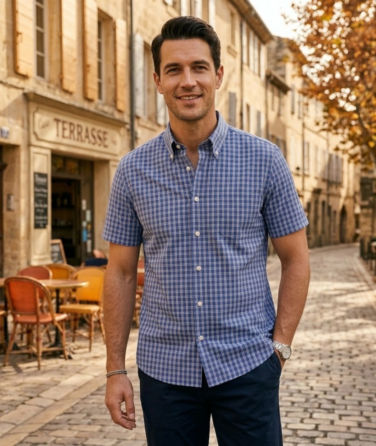 CHEMISE À CARREAUX BLEU...