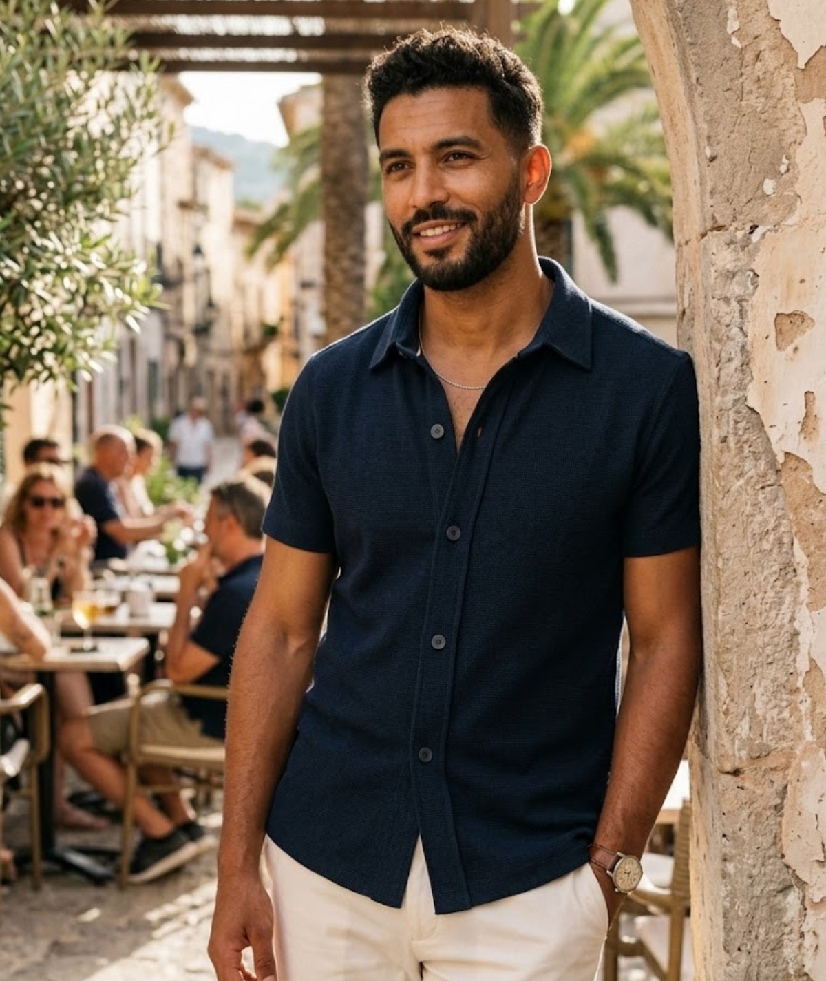 CHEMISE UNIE BLEU MARINE DM