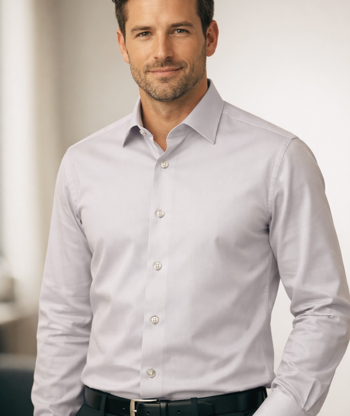 CHEMISE COL ITALIEN GRIS