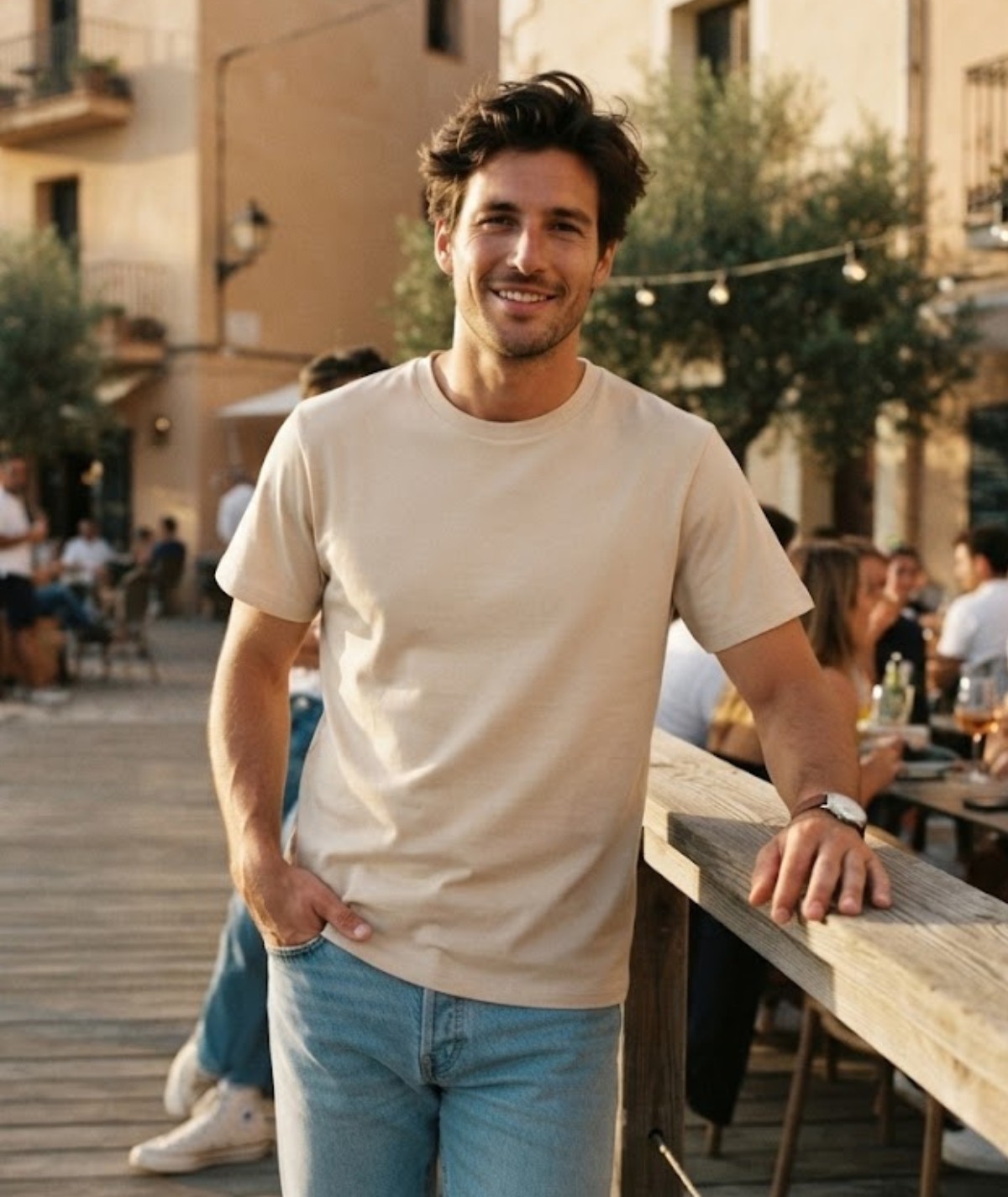 T-SHIRT UNI ECRU