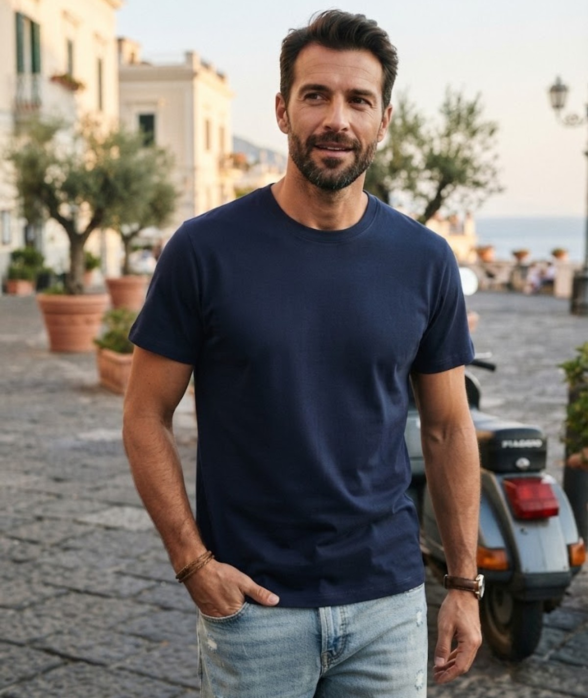 T-SHIRT UNI BLEU MARINE