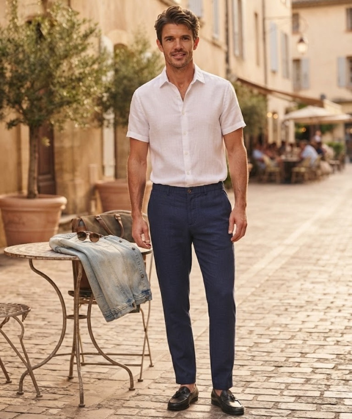 Pantalon Lin Bleu Marine